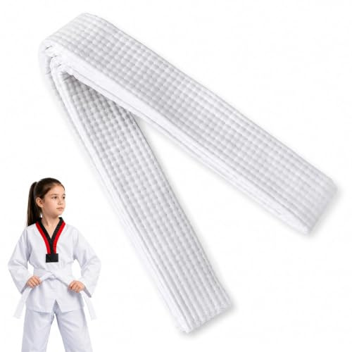 Juhuifu Cintura da judo di alta qualità, bianca, 240 cm, resistente, per karate, taekwondo, accessorio per arti marziali, allenamento per adulti e bambini