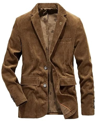 YONGHONGKEJI Chaqueta Tipo Blazer De Pana para Hombre Mezcla De Algodón Estilo Vintage con Dos Botones para Negocios Elegante Y Casual con Forro Ideal para Otoño E Invierno Color Café Talla M
