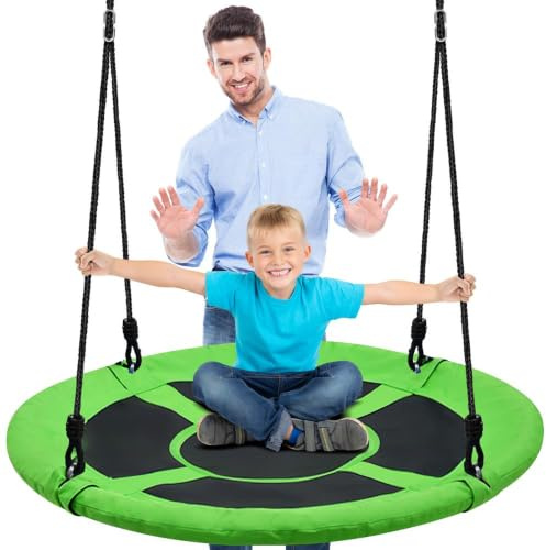 SereneLife Balançoire nid pour intérieur et extérieur - 100 cm - Charge maximale : 270 kg - Balançoire d'arbre pour Jardin, Enfants et Adultes - Vert