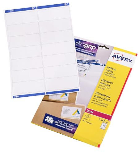 Avery Address Labels 560 pcs – L7163-40 Multipurpose Labels 99x38mm – Jam-Free Laser Printer Sheets – Easy Peel for Parcels & Envelopes