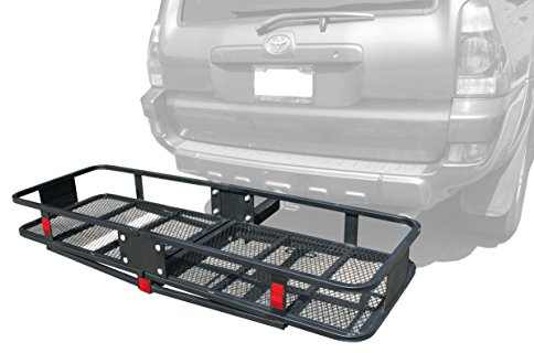 MaxxHaul 70103 500 lb. Capacity Steel Hitch Mount Folding Cargo Carrier Mesh Basket Fits 2 inch Hitch Receiver 60 x 21 x 6.5 in For Car SUV Pickup Truck Van Camping Traveling