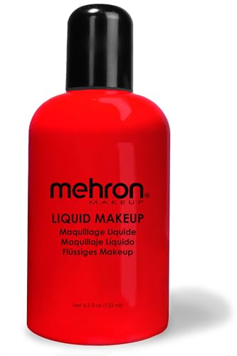 Mehron Makeup Liquid Makeup | Face Paint and Body Paint Perfect for Halloween, Cosplay I Air Brush Compatible 4.5 oz (133 ml) (Red)