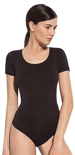 Gatta Body T-shirt a maniche corte, elegante, liscia, elastica, molto confortevole, con scollatura semicircolare, resistente e pratica, di alta qualità europea (Nero, XL)