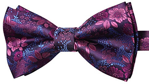 HISDERN Pajarita Hombre Fucsia Floral Elegante Pajaritas Preatada Ajustable Corbatín para Fiesta Bodas
