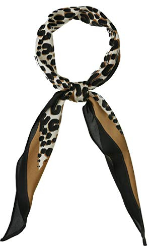 sourcing map Damen Tierdruck Leopard Rhombus Schal Halstücher Halstuch Erdiges Gelb 103 x 33cm