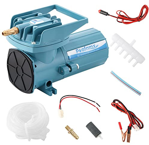 Poafamx DC 12V Pond Air Pump 18W Oxygen Aerator 6 Outlets 30L/Min Hydroponic Air Pump with Car Cable for Outdoor Fishing Aquarium Fish Tank Fountain