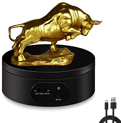 YVVV Plateau Tournant Electrique, PréSentoir Rotatif éLectrique, 360°Photographie Automatique,Affichage Rotatif du Produit (Noir 120 x 45 mm)