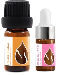 Set Luxury Organic Essential Oils | Helichrysum(5ml), Rose (3ml) | 100% Pure and Natural | Undiluted | Therapeutic Grade | Family-owned Farm | Steam-Distilled | Non-GMO | 2 pcs