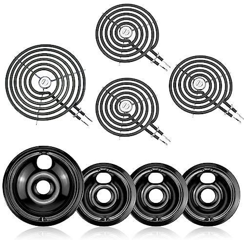 Electric Stove Burner Drip Pans WB31M19(8”) WB31M20(6”) Electric Stove Top Burner Replacement WB30M1(6) WB30M2(8) Compatible for G-E Hot-point Ken-more General Electric Stove Parts by MIFLUS