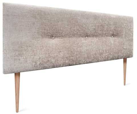 DHOME Testiera in lana naturale con bottoni Testiera imbottita Camera da letto Biancheria da letto imbottita LUSSO INVERNALE (Lana Beige, 150x105cm (150))