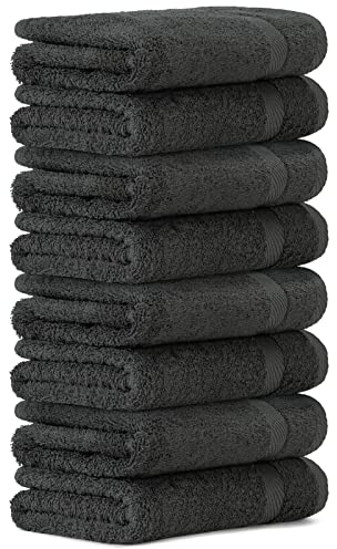 Luckytowel Handtücher Set 50x100 cm groß aus 100% Baumwolle, Handtuch Set mit 600g/m² Oeko-Tex Frottee Handtuchset als 8er Pack in Anthrazit