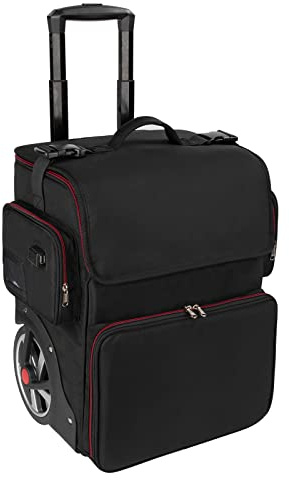 Grande valigetta cosmetica, custodia cosmetica per parrucchiere, borsa organizer per parrucchiere, isolamento termico, anti-scottatura, trolley con ruote, 1 trolley, Trolley per cosmetici extra grande