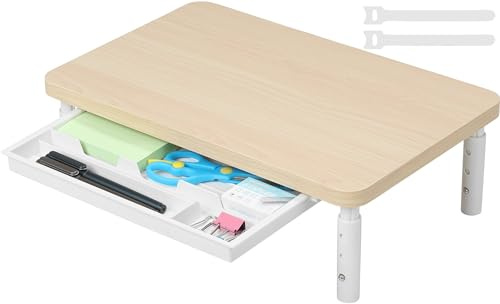 ETHU Supporto per Monitor con 3 Altezze Regolabili Carico Fino a 20KG，con cassetto portaoggetti, organizer da scrivania per ufficio e casa, supporto ergonomico per stampante computer, laptop PC iMac