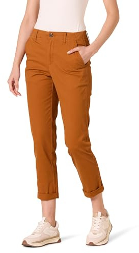 Amazon Essentials Womens High-Rise Regular-Fit Ankle-Length Tapered-Leg Khaki Pant, Caramel, 10