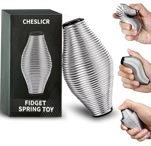 CHESLICR Metal Fidget Spring Toys, Adults 20LB Stainless Steel Stress Ball Cool Gadget Office Desk Silent ADHD Anxiety Relief Item Stocking Stuffer Gift for Teen Boy Men