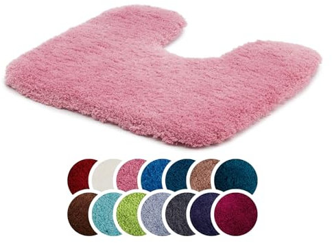 liebling Superior Badteppich mit Ausschnitt und Anti-Rutsch-Beschichtung, 100% Polyester (Mikrofaser), 50 x 45 cm, 30 Grad waschbar, Fußbodenheizung geeignet, Farbe: Altrosa