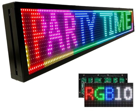 P10 Cartel LED programable, Pantalla digital SMD de 40 x 8 inch con aspecto neón, Pantalla de alta luminosidad de 4000 cd/m², Cartel publicitario LED para todo tipo de clima con clasificación IP65