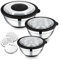 Herogo Salatschüssel 3er-Set, Edelstahl-Mixschüssel mit Luftdichten Deckeln, 3 Reibeaufsätze, Schüsseln zum Mixen, Backen, Servieren, Aufbewahren, Ideal für Küche & Essenszubereitung, Schwarz