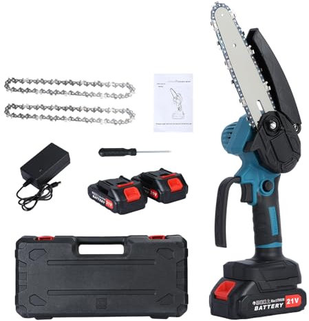 gibxiyza Mini Chainsaw 6 Inch Cordless Chainsaw Mini Electric Chain Saw with 2 Battery Security Lock Handheld Small Chainsaw Tree Saw Pruning Saw for Cutting Wood Trimming and Woodworking UK