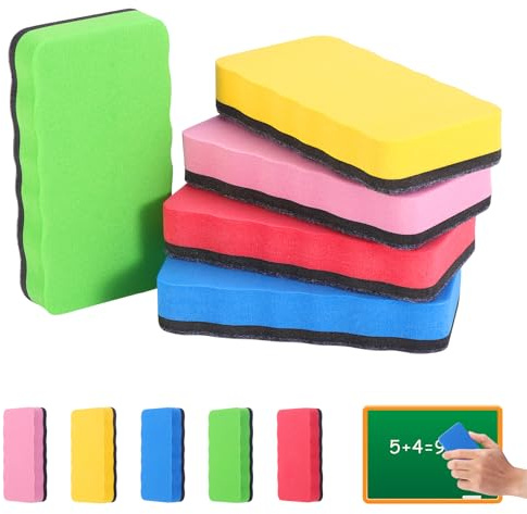 Mynoozi 10pcs Whiteboard Rubber Eraser Magnetic, Whiteboard Eraser With Thick Felt Pad,Washable And Reusable,Chalk Board Rubber For Home,School,Office,Red, Yellow, Blue And Green