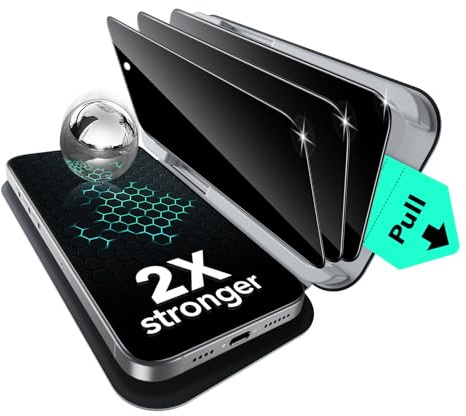 ESR 3 Pack 9H+ Glass for iPhone 15 Pro Privacy Screen Protector, [Military Grade Shatterproof & Longest Durable] Anti-spy