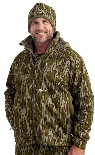 Nomad Mens Harvester VX3 Jacket - Insulated, Wind-Resistant, and Quiet Hunting Jacket for Cold-Weather Performance, Mossy Oak Bottomland Camo, XX-Large