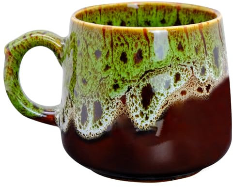 Fahibin Taza de café de cerámica, taza de café grande, 350 ml, tazas de café de gres, taza de té grande con asa, taza de té de leche de café