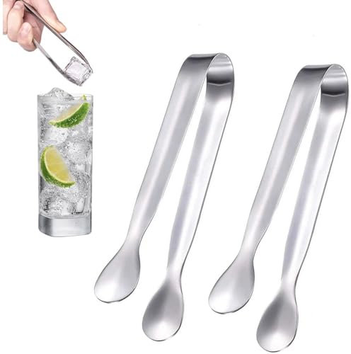 RODISHOMM 2 pinze per zucchero in acciaio inox, pinze per candybar, pinze per ghiaccio, cubetti di zucchero e cubetti di ghiaccio, pinze da dessert, per buffet e picnic, colore argento