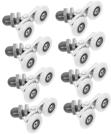 HYTROVE Kit de Herrajes para Puertas de Ducha 8 Piezas de Poleas Dobles de Aleación de Aluminio en Color Blanco para Baño Diseño Versátil y Estilo Vintage