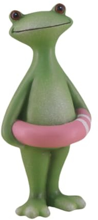 F Fityle Statua di Scultura in Resina di Rana, Scultura di Animale in Resina, Figura di Rana, Statua da Giardino in Miniatura per aiuole, fioriera, Patio, Salvagente Rosa