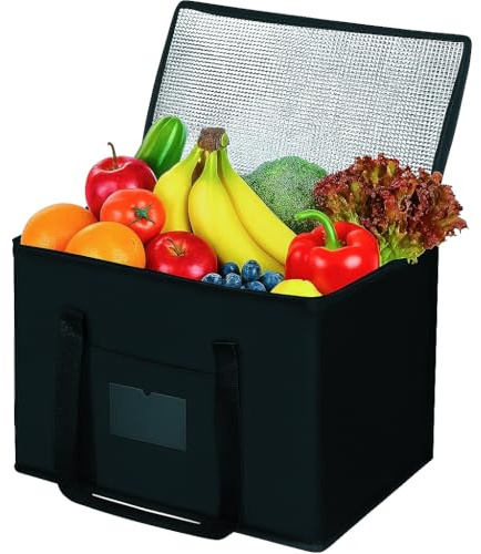 Harmon Wandyer 40L Large Insulated Cooler Bag - Heavy Duty, Reusable Grocery & Picnic Bag, Food Delivery Cooler Stands Upright, Collapsible & Eco-Friendly for BBQ, Party, Camping