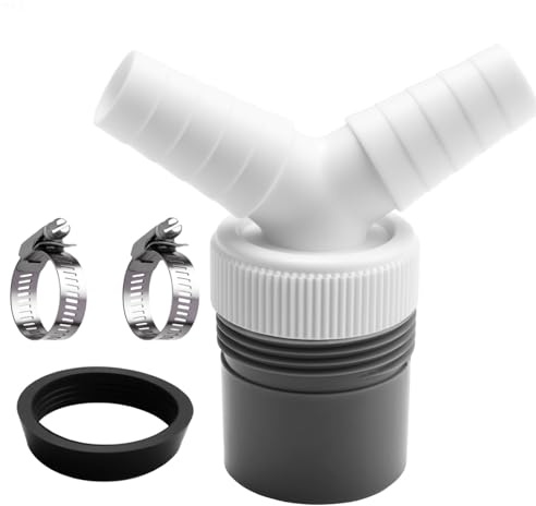 Drain Y Connection Adaptor for Dishwasher and Washing Machine,0.75-0.95 Double Pipe Thread Y Adapter for Hose Diameter 40 mm Input with Hose Clamp for Dishwasher Tumble Washing Machine