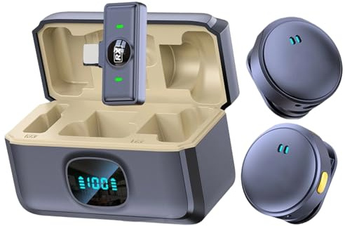 Generico Microfono a Clip | Microfono Mini Wireless - da Colletto con Riduzione Rumore per Registrazione Canto Video Social Media