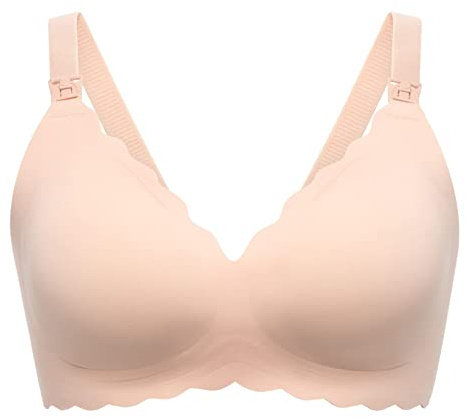 momcozy amnings-BHS för amning, sömlös graviditetsbehå utan bygel, klassisk amningsbh med geléränder stöd
