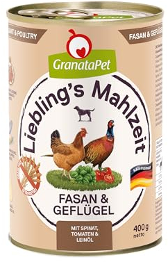 GranataPet Liebling's Mahlzeit Fasan & Geflügel, Nassfutter für Hunde, Hundefutter ohne Getreide & ohne Zuckerzusätze, Alleinfuttermittel, 6 x 400 g