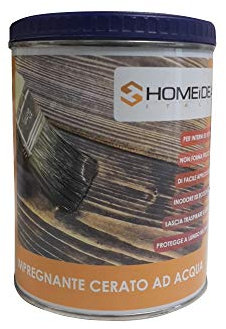 HOMEIDEA ITALIA Impregnante per Legno, Finitura Cerata, Protettivo a Base d'Acqua, Interni ed Esterni, Pronto all'Uso Protezione UV, Confezione da 0,75 litri (Trasparente)