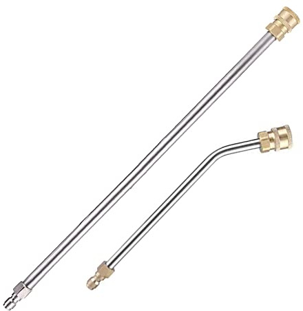 2Pcs Pressure Washer Extension Wand, Extension Lance (15/38cm) + 30°Curved Extension Rod (8.7/22cm), 1/4 Inch Quick Connect, 4000 PSI