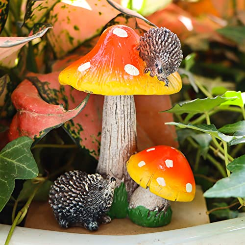 Fungo Deco,Resina Fungo Riccio Decorazione Statue Giardino Ornamento Regalo Decorazione per Casa Prato Cortile Patio Balcone Outdoor Vaso