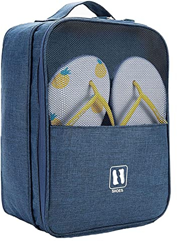 Reise Schuhtasche, wasserdichte Schuhtasche hält 3-Paar Schuhe für Reise tragbare Schuhe Tasche und täglichen Gebrauch Aufbewahrungstasche mit Griff (Navy, L)