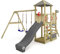 WICKEY Spielturm Klettergerüst Smart Savana mit Schaukel & anthraziter Rutsche, Outdoor Kinder Kletterturm mit Sandkasten, Leiter & Spiel-Zubehör für den Garten