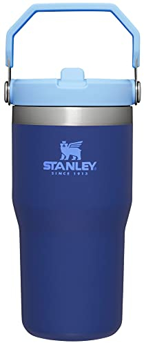 STANLEY IceFlow - Vaso de acero inoxidable con pajilla, botella de agua aislada al vacío para el hogar, la oficina o el coche, reutilizable, con popote abatible a prueba de fugas, frío durante 12