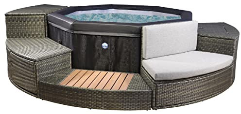 Vasca Idromassaggio da Esterno Semirigida Riscaldata 4+2 Posti con Mobili Ø193x73 cm NetSpa Octopus Marrone