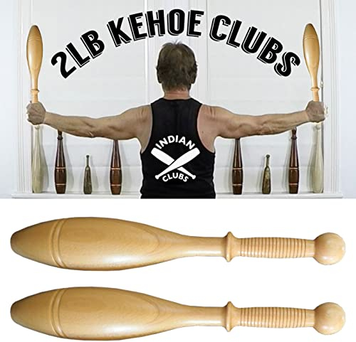 MBROS Indian Clubs Wooden Clubbell, Anti-Skid Exercise Club 2lb Pair, Weighted Club for Strength Training/Shoulder Rehabilitation/Improves Grip