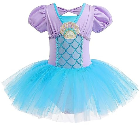 Lito Angels Princess Mermaid Ballerina Costume Ballet Leotard with Tutu Dress for Kids Girls, Fancy Dance Wear Outfit Age 6-7 Years (Tag Number 130)