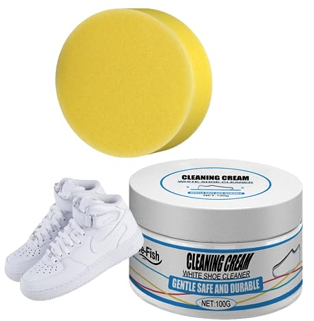 Mehrzweck Reinigungscreme Für Weiße Schuhe,Schuhputzcreme Weiße Schuhe, Multifunktionale Reinigungs Und Fleckenentfernungscreme,Schuhe Dekontaminieren Feste Paste, Schuhreiniger Mit Schwamm
