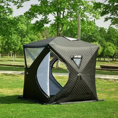 Tienda de campaña portátil para sauna de leña para exteriores con estufa de roca/chimenea