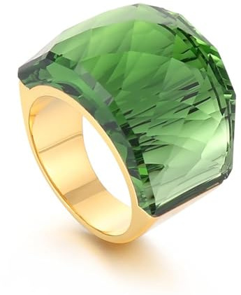IMINI Bague En Acier Inoxydable Et Verre De Cristal Plaqué Or Avec Zircone Cubique Exagérée Pour Femme, Grandes Bandes De Strass, Bague De Fête De Cocktail Pour Dames, Filles, Anniversaire