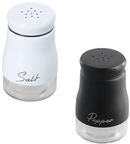 2 Pezzi Set Sale e Pepe in Vetro, Saliera e Pepiera in Vetro e Acciaio Inox, 120ml Saliera da Cucina, Spargispezie Barattoli di Spezie, Saliera da Tavola per Cucina, Barbecue, Camper (Nero bianco)