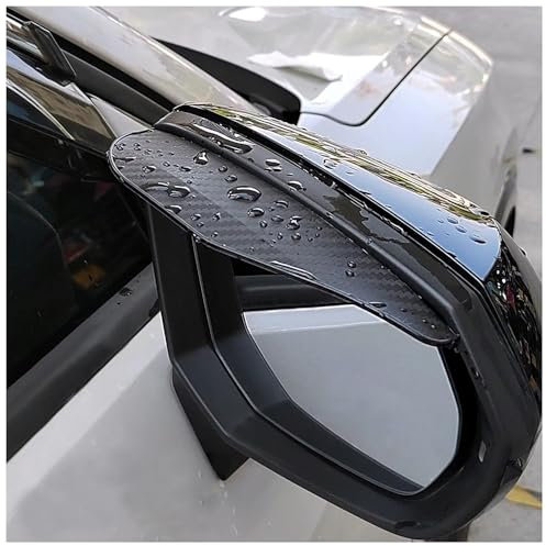 2 Piezas Visera de Lluvia para Espejo Retrovisor,Elegante Protector de Lluvia en Fibra de Carbono con Adhesivo Fuerte,Accesorios Coche Diseño Curvado para Espejo Retrovisor