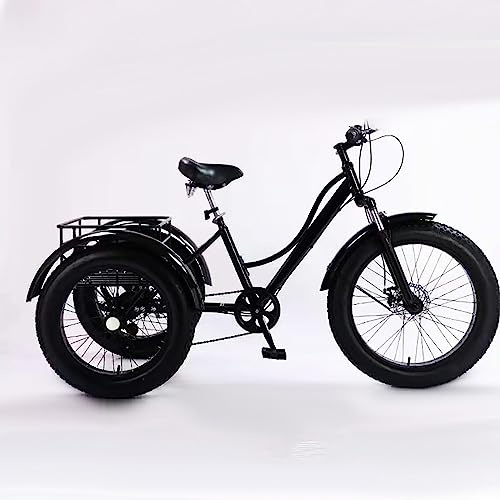 Adult Tricycle 7 Speed Cruiser Trike, All Terrain Fat Tire 3 Wheel Bike with Large Basket for Seniors, Women, Men, Ideal for Shopping and Outdoor Sports